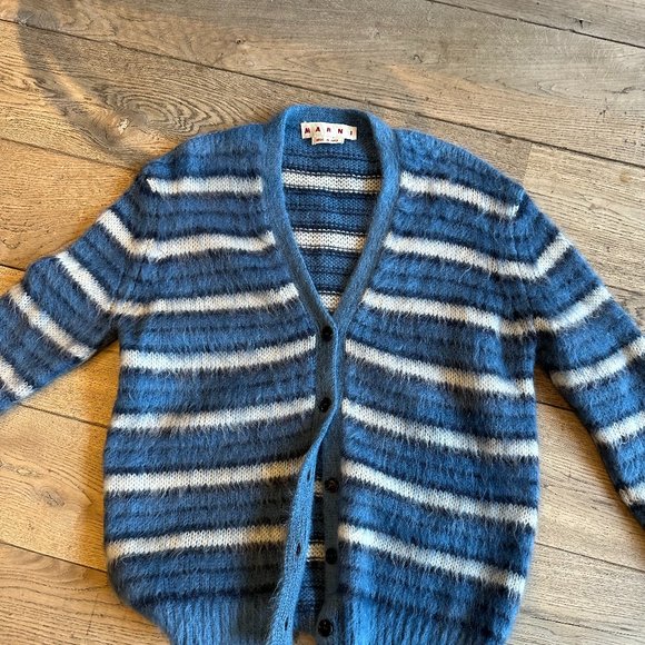 Marni Women's Mohair Striped Blue Cardigan Size 42 - Picture 4 of 4